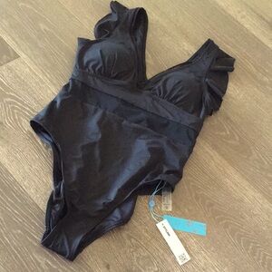 NWT! Stylish swimwear black one piece. Size M.